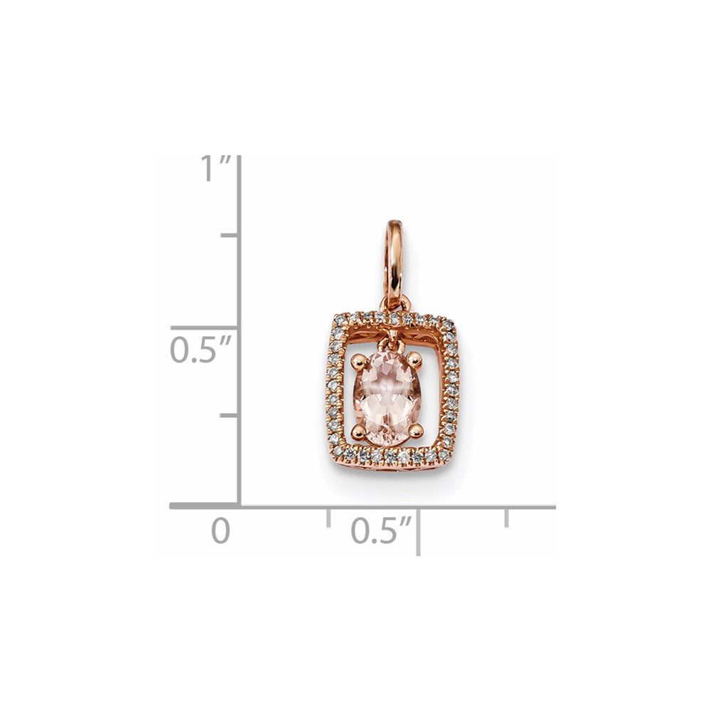 14K Roségold Anhänger mit Morganit und Diamant
