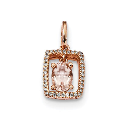 14K Roségold Anhänger mit Morganit und Diamant