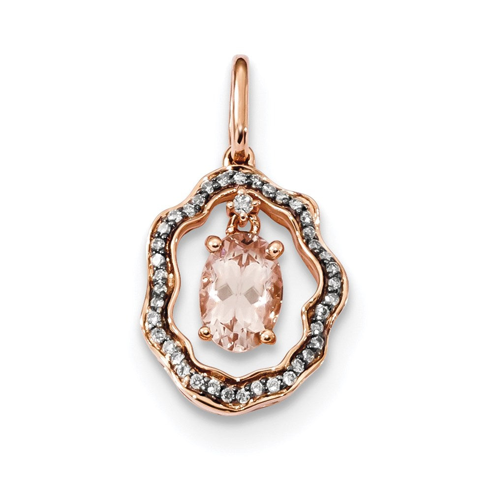 14K Roségold Anhänger mit Morganit und Diamant