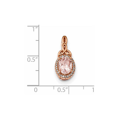 14K Roségold Anhänger mit Morganit & echtem Diamant