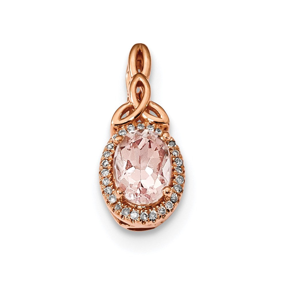14K Roségold Anhänger mit Morganit & echtem Diamant