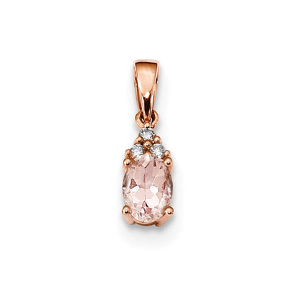 14K Roségold Anhänger mit Morganit und Diamant