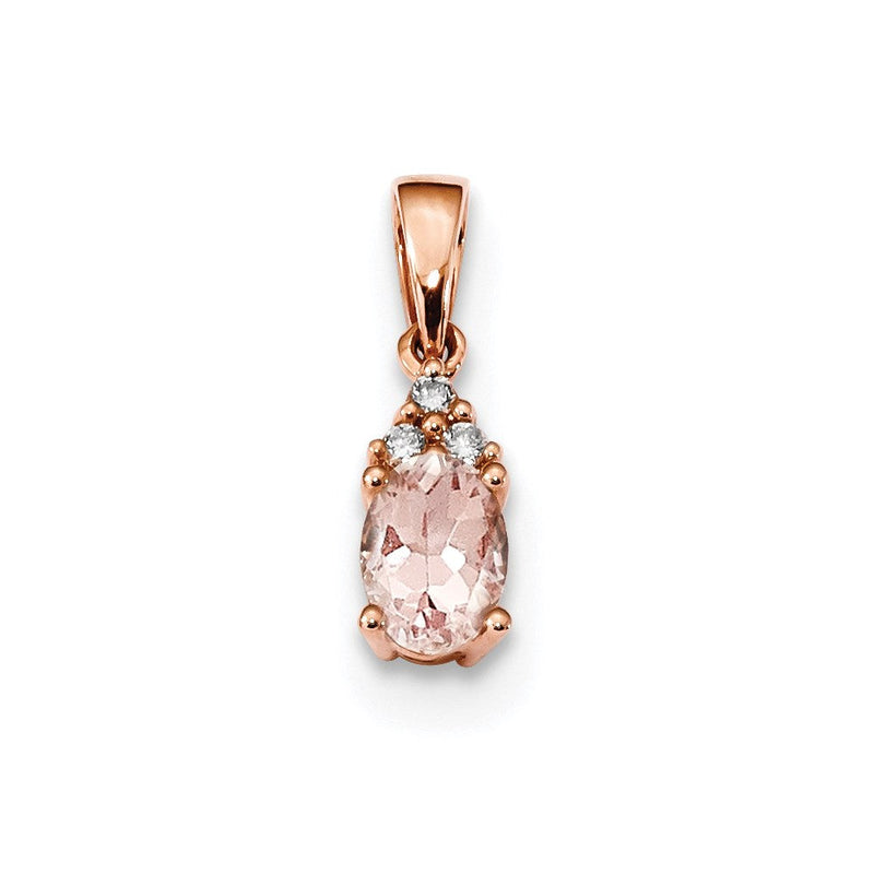 14K Roségold Anhänger mit Morganit und Diamant