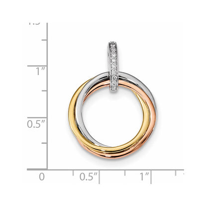 14K Gold Diamant-Anhänger in Tri-Color (Weiß/Gelb/Rosé)
