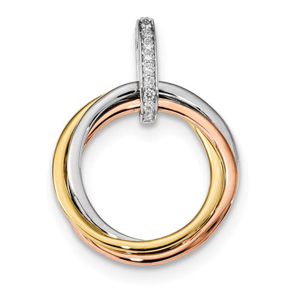 14K Gold Diamant-Anhänger in Tri-Color (Weiß/Gelb/Rosé)
