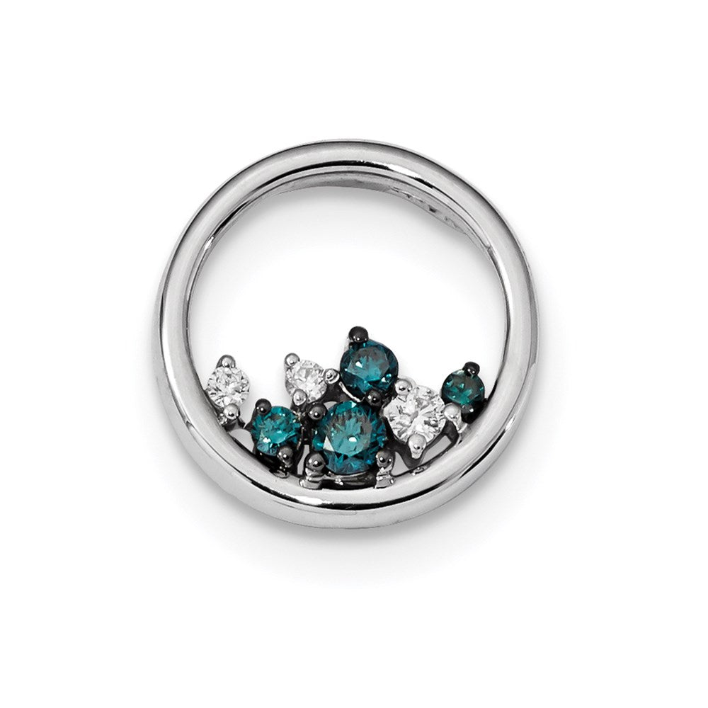 14K Weißgold Anhänger mit blauen/weißen echten Diamanten zum Aufgleiten