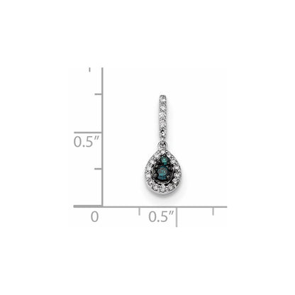 14K Weißgold Anhänger mit blauen/weißen echten Diamanten