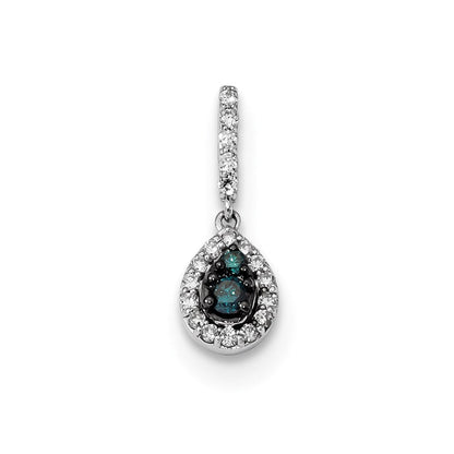 14K Weißgold Anhänger mit blauen/weißen echten Diamanten