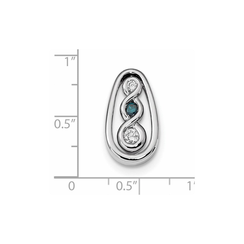 14k Weißgold Blau/Weiß Echte Diamant Gleitanhänger