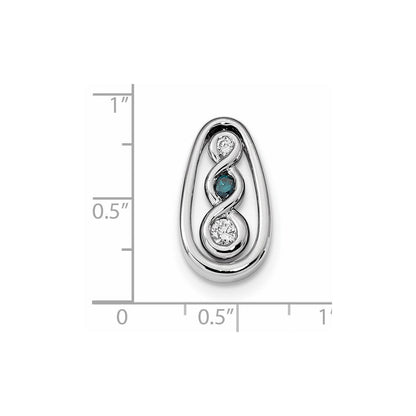 14k Weißgold Blau/Weiß Echte Diamant Gleitanhänger