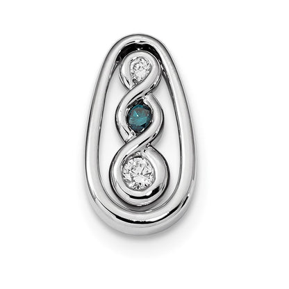 14k Weißgold Blau/Weiß Echte Diamant Gleitanhänger