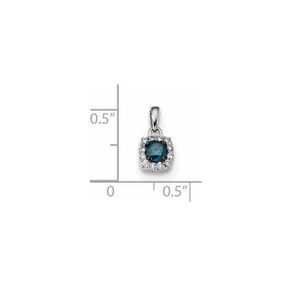 14K Weißgold Anhänger mit blauen/weißen echten Diamanten