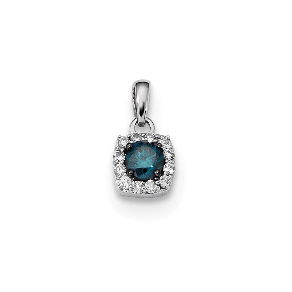 14K Weißgold Anhänger mit blauen/weißen echten Diamanten