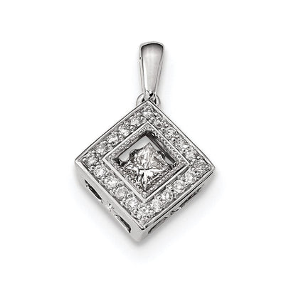 14K Weißgold Strahlender Echter Diamant-Anhänger
