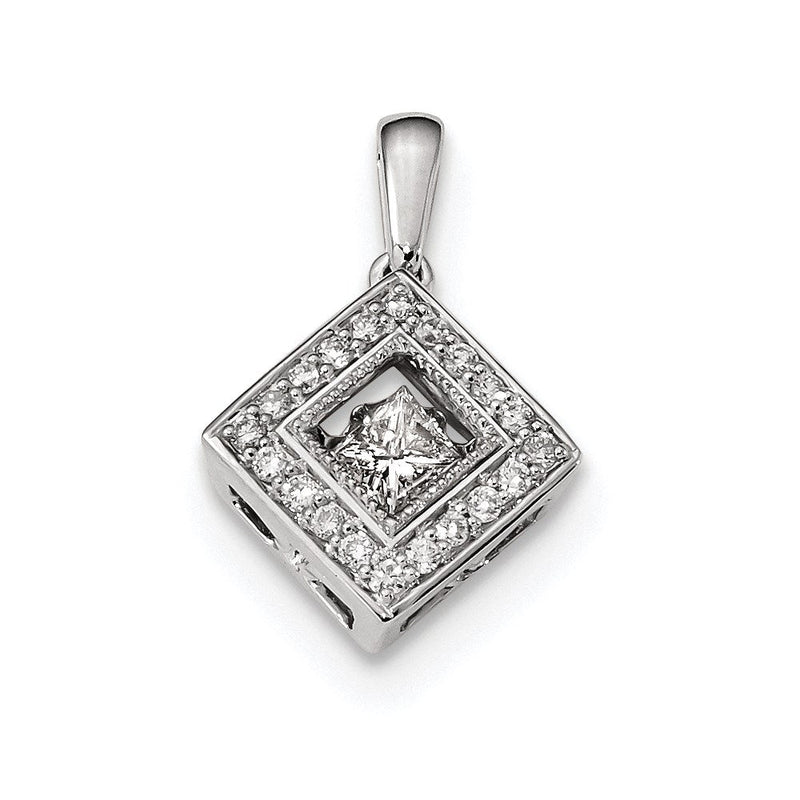 14K Weißgold Strahlender Echter Diamant-Anhänger