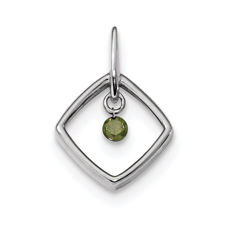14K Weißgold Anhänger mit grünem Diamant
