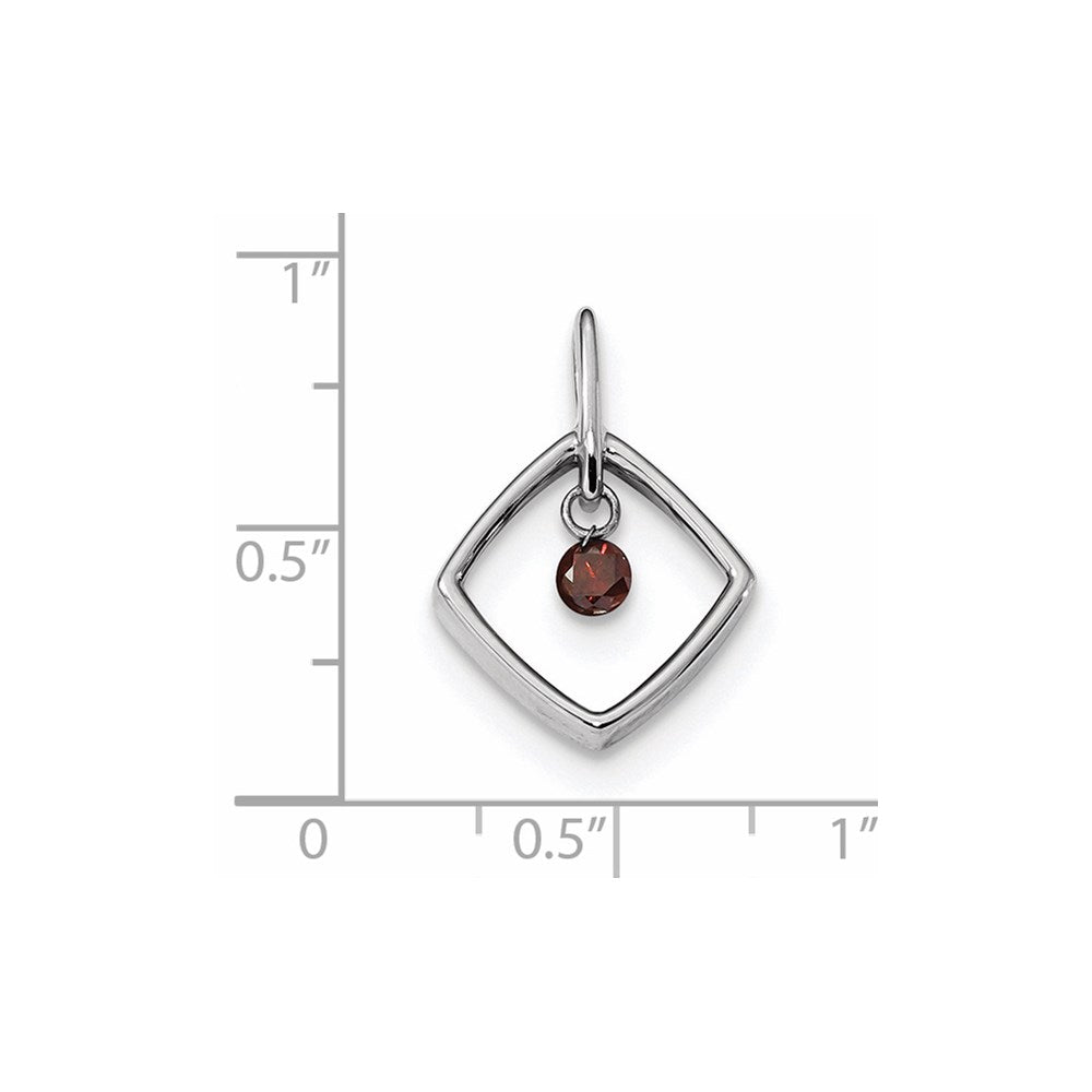 14K Weißgold Anhänger mit rotem Diamant