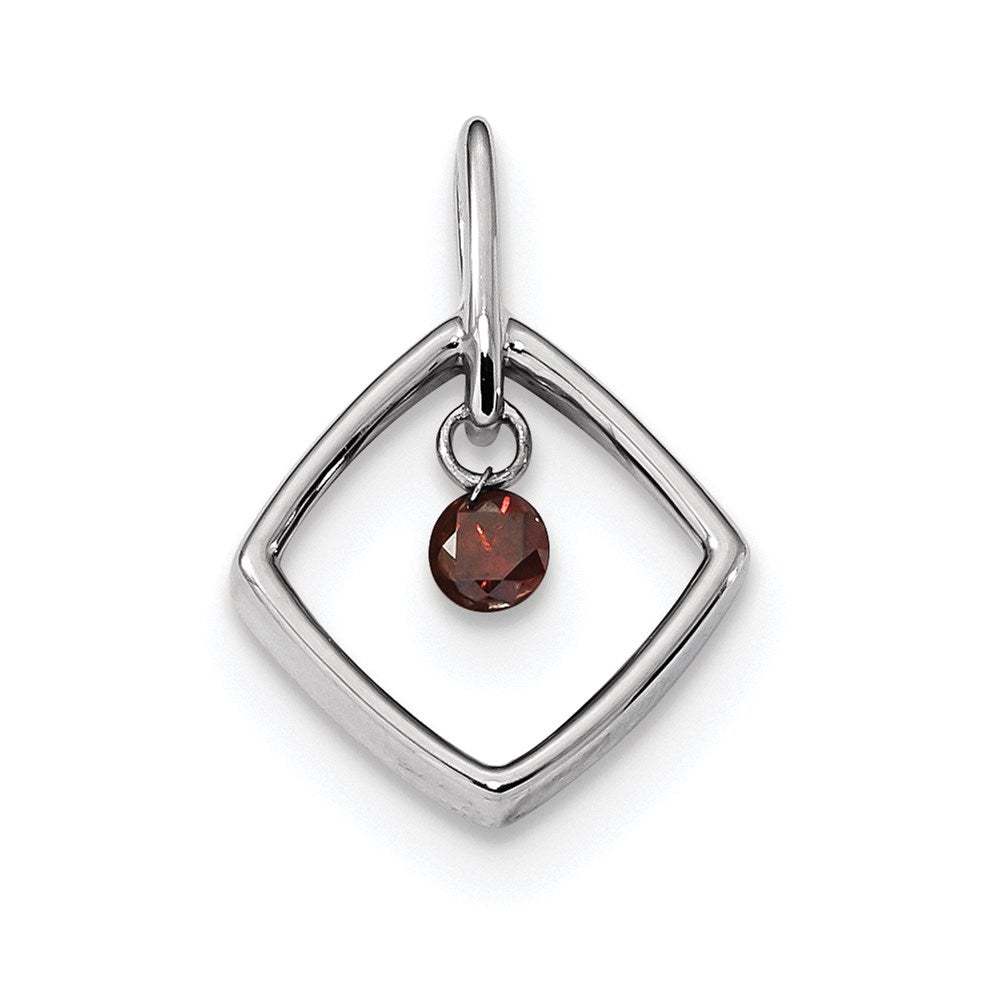 14K Weißgold Anhänger mit rotem Diamant