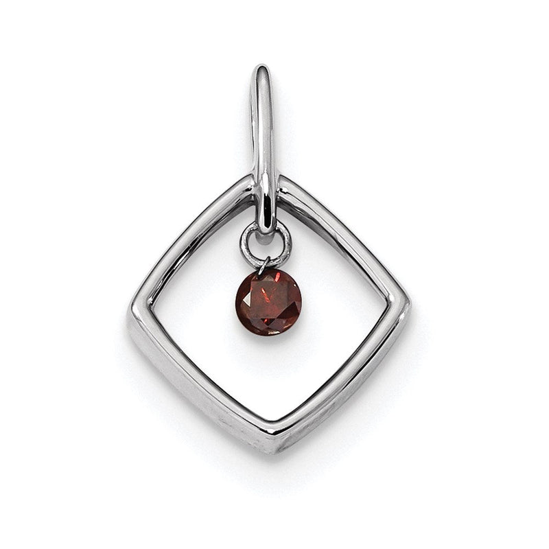 14K Weißgold Anhänger mit rotem Diamant