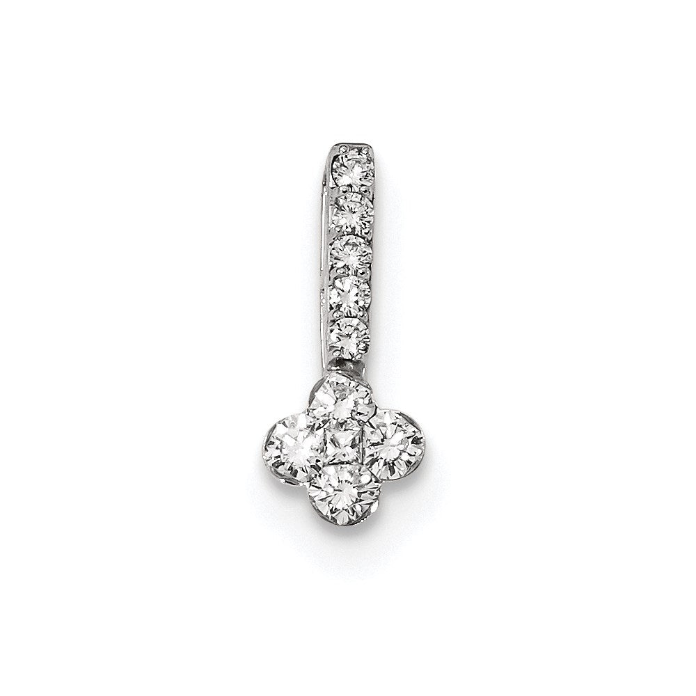 14K Weißgold Gleitanhänger mit echtem Diamant