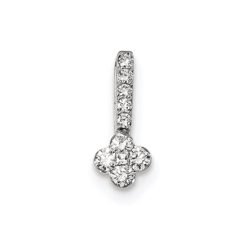 14K Weißgold Gleitanhänger mit echtem Diamant