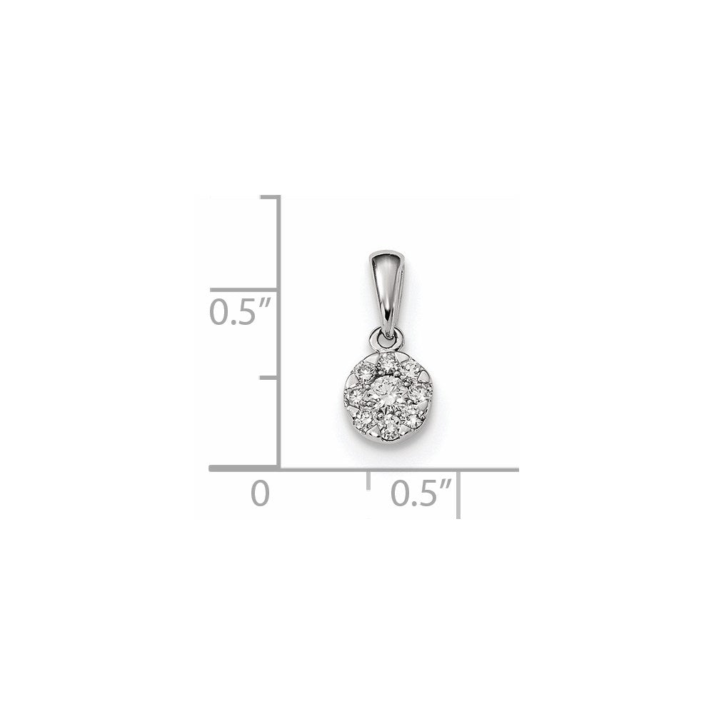 14K Weißgold Anhänger mit echtem Diamant