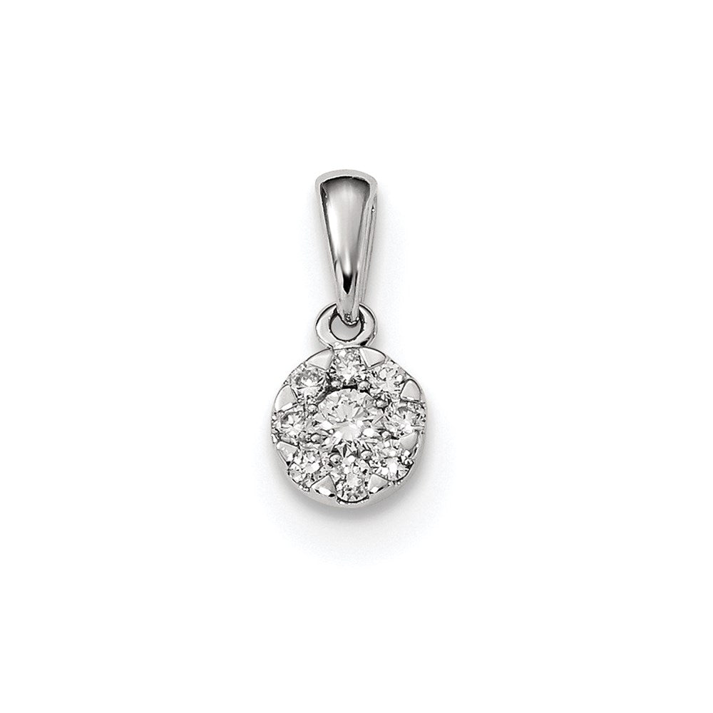 14K Weißgold Anhänger mit echtem Diamant