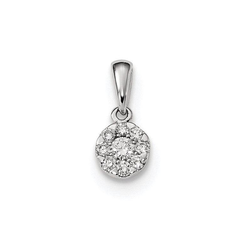 14K Weißgold Anhänger mit echtem Diamant