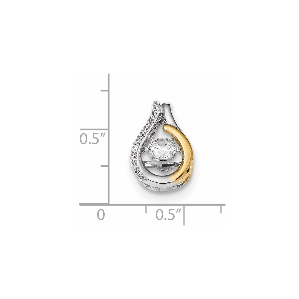 14K Weiß-/Gelbgold Lebendiger Echter Diamant-Gleitanhänger