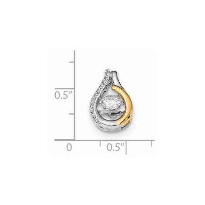 14K Weiß-/Gelbgold Lebendiger Echter Diamant-Gleitanhänger
