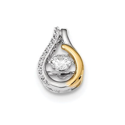 14K Weiß-/Gelbgold Lebendiger Echter Diamant-Gleitanhänger