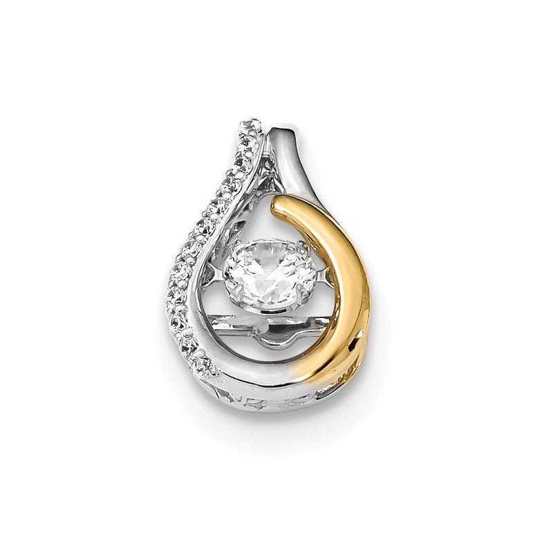 14K Weiß-/Gelbgold Lebendiger Echter Diamant-Gleitanhänger