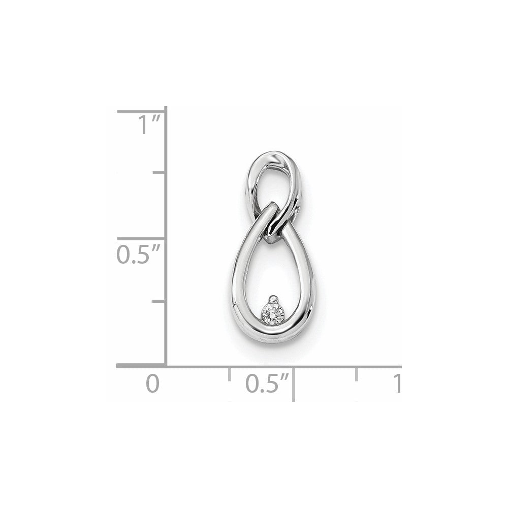 14K Weißgold Gleitanhänger mit echtem Diamant