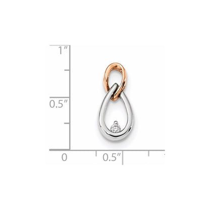 14k Weiß-/Roségold Gleitanhänger mit echtem Diamant