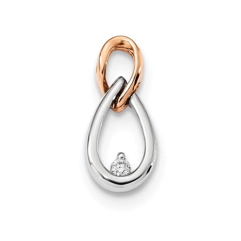 14k Weiß-/Roségold Gleitanhänger mit echtem Diamant
