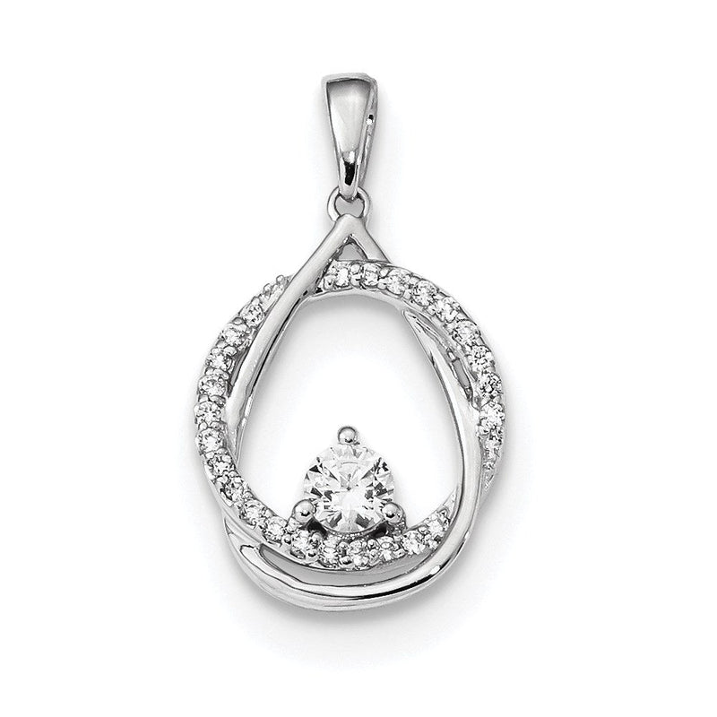 14K Weißgold Anhänger mit echten Diamanten