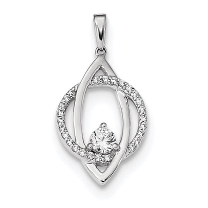 14K Weißgold Anhänger mit echten Diamanten