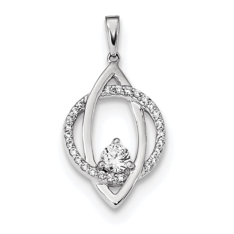 14K Weißgold Anhänger mit echten Diamanten