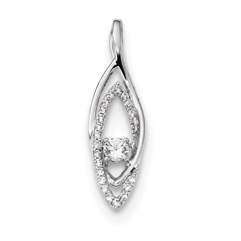 14K Weißgold Gleitanhänger mit echtem Diamant