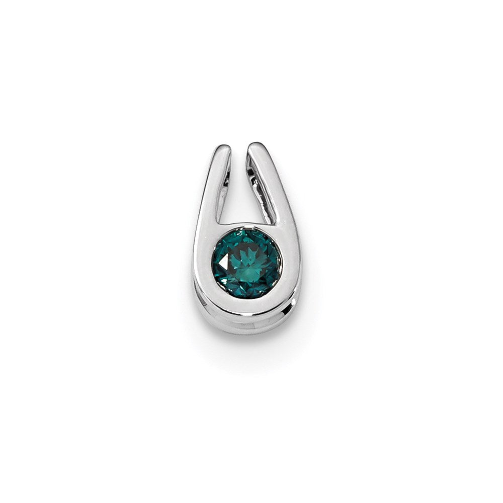 14K Weißgold Blauer-Diamant-Anhänger