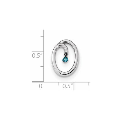 14K Weißgold Blau-Diamant-Gleitanhänger