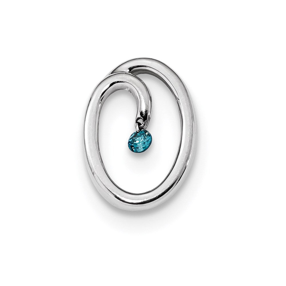 14K Weißgold Blau-Diamant-Gleitanhänger
