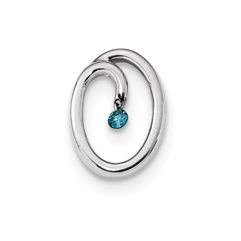 14K Weißgold Blau-Diamant-Gleitanhänger