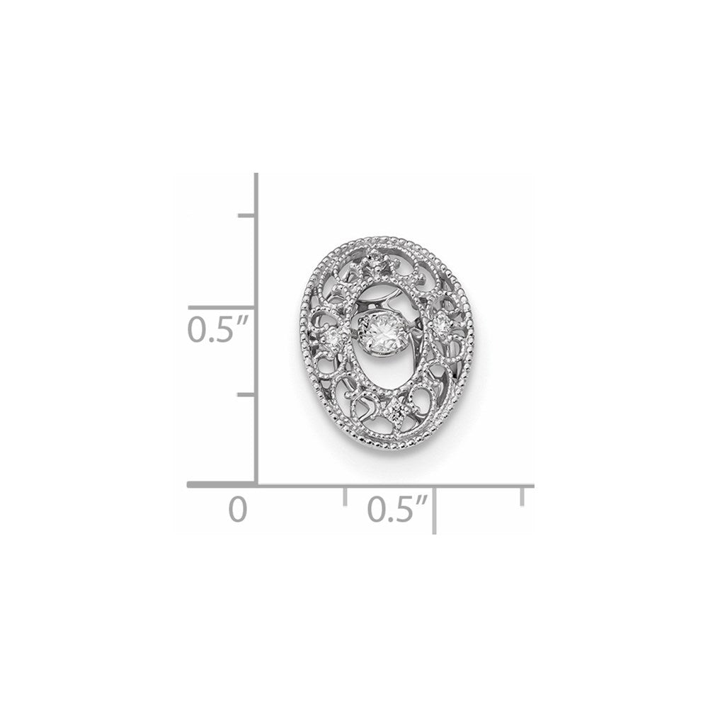 14K Weißgold Gleitanhänger mit funkelnden echten Diamanten