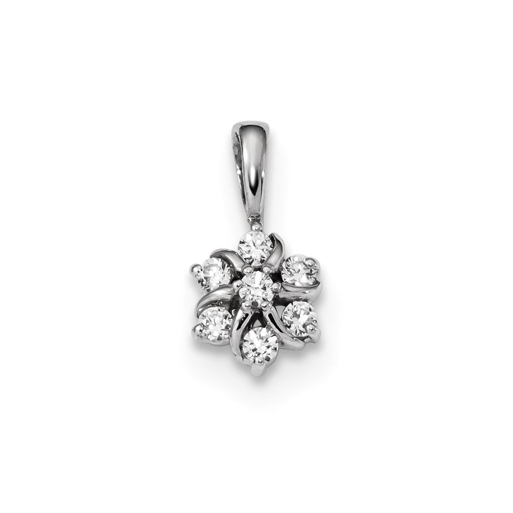 14K Weißgold Anhänger mit echtem Diamant