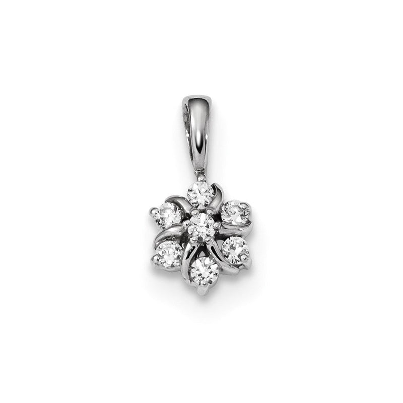 14K Weißgold Anhänger mit echtem Diamant