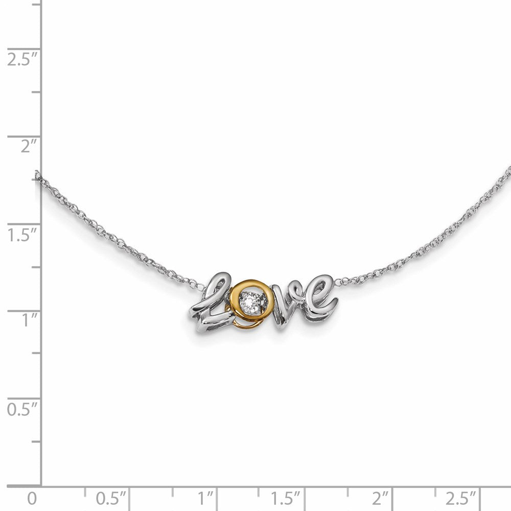 14K Weiß/ Gelbgold Liebe Lebhaft Echt Diamant 18 Zoll Halskette
