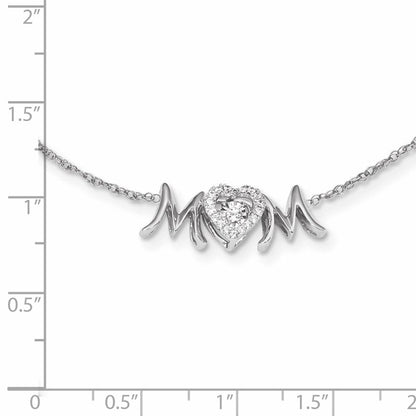 14K Weißgold Mama Lebhaft Echt Diamant 18 Zoll Halskette