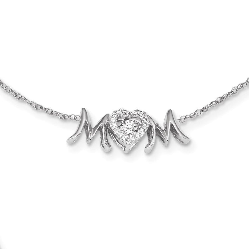 14K Weißgold Mama Lebhaft Echt Diamant 18 Zoll Halskette
