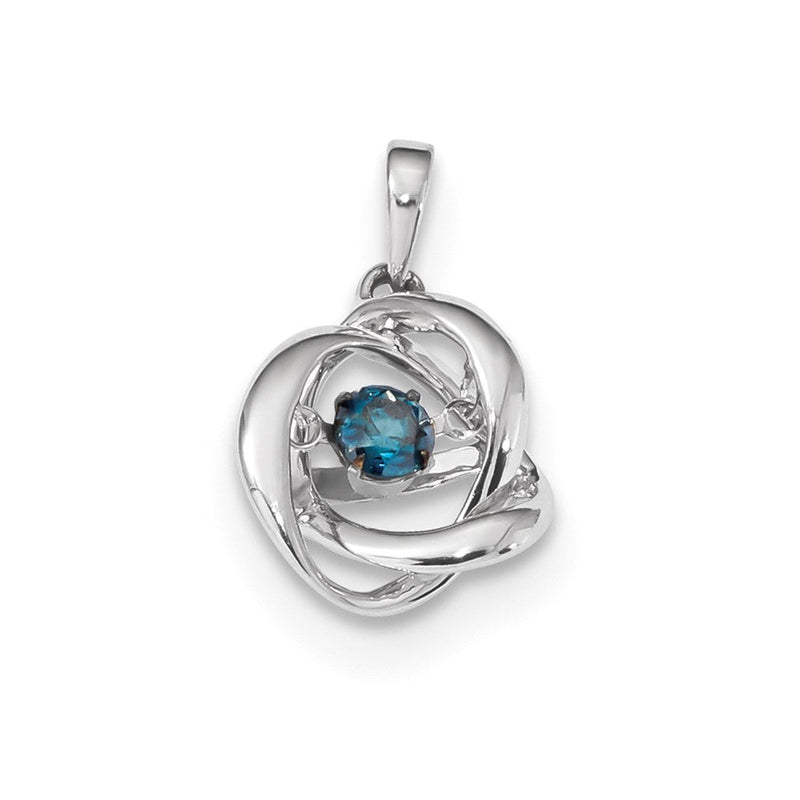 14K Weißgold Anhänger mit Leuchtend Blauem Diamant